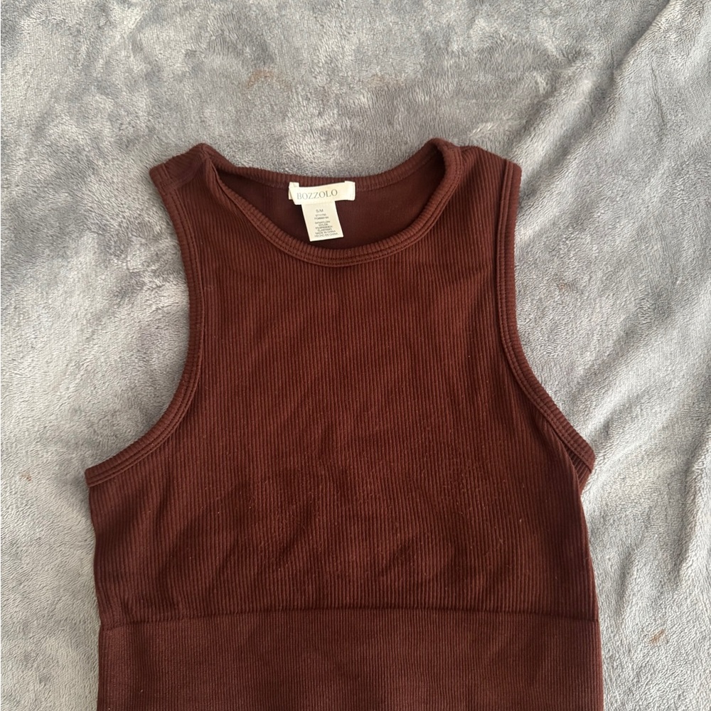 Women's Chocolate Ribbed Tank Top